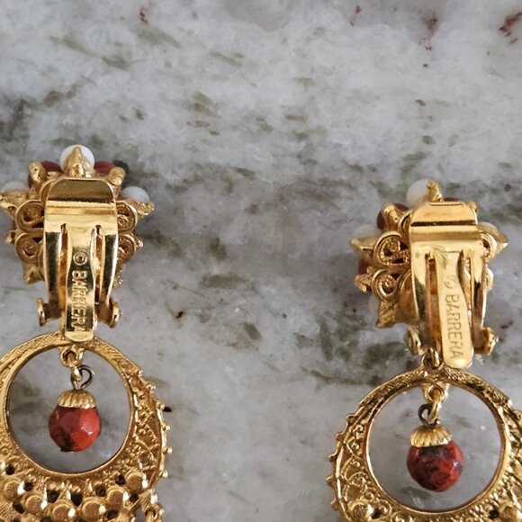 RARE JOSE MARIA BARRERA FALL LEAF STONE CRYSTAL DROP DANGLE CHANDELIER EARRINGS - Picture 11 of 11